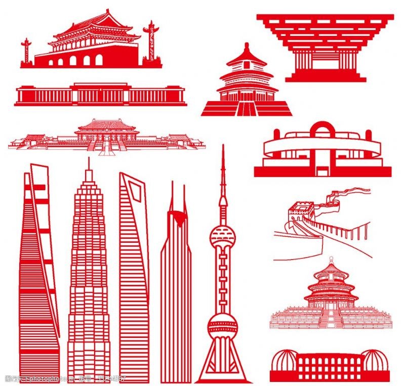 中國地標建筑與焦油條 傳統與現代的建筑融合